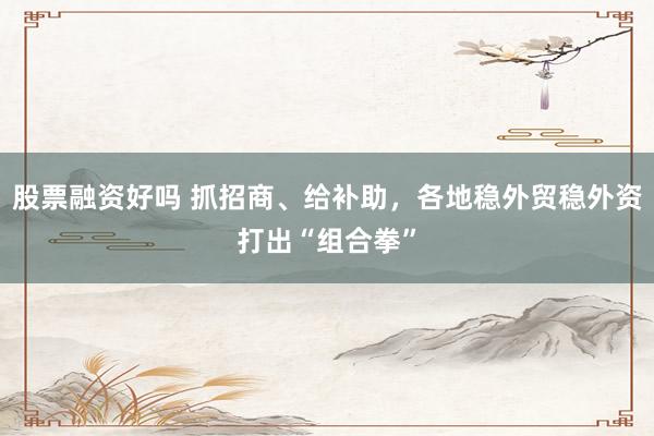 股票融资好吗 抓招商、给补助，各地稳外贸稳外资打出“组合拳”
