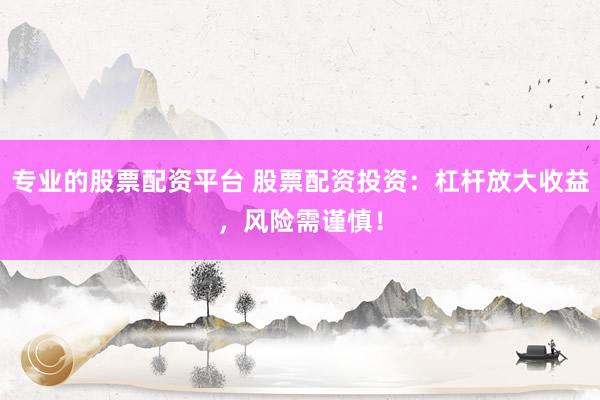 专业的股票配资平台 股票配资投资：杠杆放大收益，风险需谨慎！