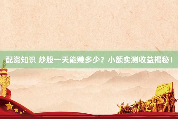 配资知识 炒股一天能赚多少？小额实测收益揭秘！