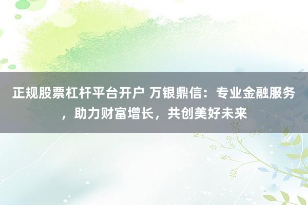 正规股票杠杆平台开户 万银鼎信：专业金融服务，助力财富增长，共创美好未来