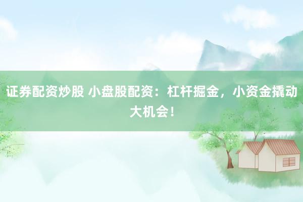 证券配资炒股 小盘股配资：杠杆掘金，小资金撬动大机会！