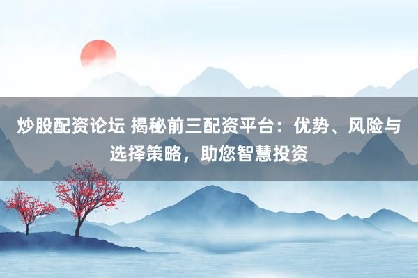 炒股配资论坛 揭秘前三配资平台：优势、风险与选择策略，助您智慧投资