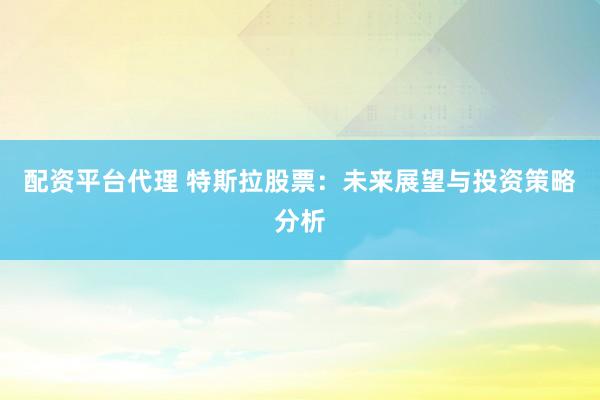 配资平台代理 特斯拉股票：未来展望与投资策略分析