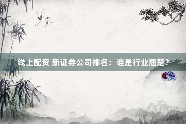 线上配资 新证券公司排名：谁是行业翘楚？