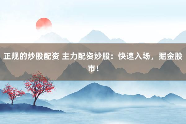 正规的炒股配资 主力配资炒股：快速入场，掘金股市！