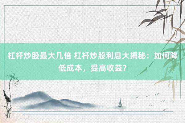 杠杆炒股最大几倍 杠杆炒股利息大揭秘:如何降低成本,提高收益?