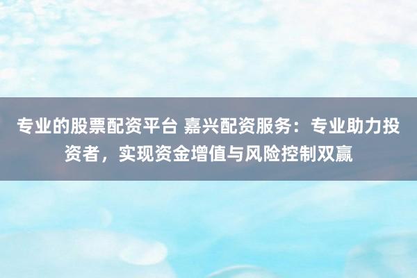 专业的股票配资平台 嘉兴配资服务:专业助力投资者,实现资金增值与风险控制双赢
