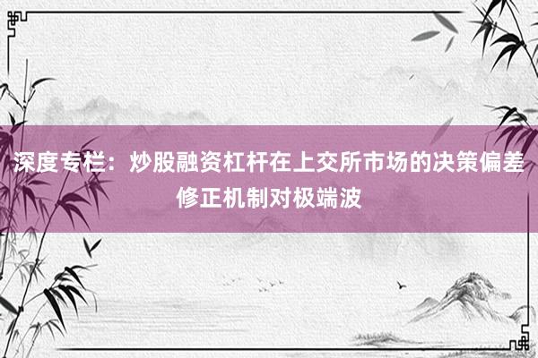 深度专栏：炒股融资杠杆在上交所市场的决策偏差修正机制对极端波
