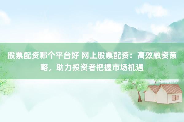 股票配资哪个平台好 网上股票配资：高效融资策略，助力投资者把握市场机遇