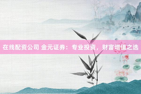 在线配资公司 金元证券：专业投资，财富增值之选
