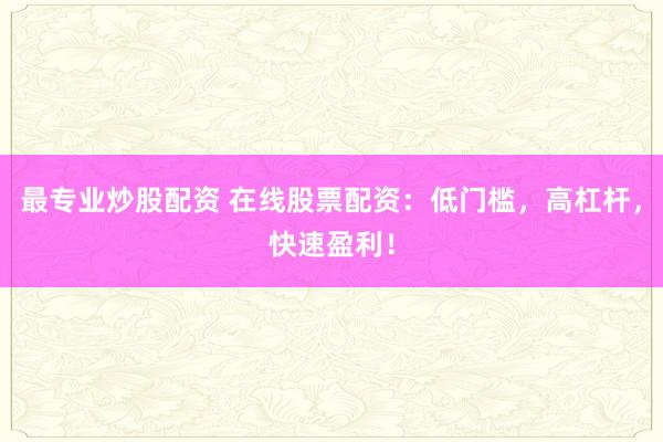 最专业炒股配资 在线股票配资：低门槛，高杠杆，快速盈利！